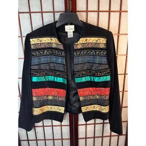 Susan Bristol vintage black velvet embroidered women's size 8 jacket